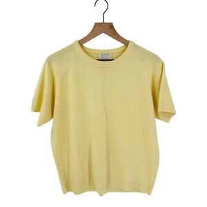 Vintage Designer Originals Luxelon Short Sleeve Knit Sweater Yellow Size L Large